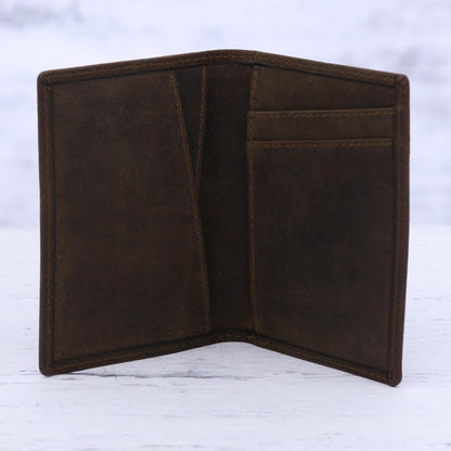Enterprising Brown Dark Brown Leather Card Holder Bifold Wallet