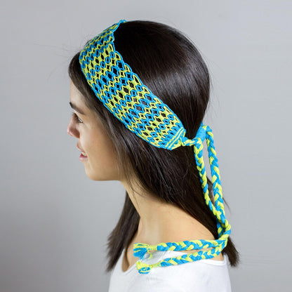 Grassy Shores Handcrafted Yellow and Blue Stripe Cotton Macramé Headband