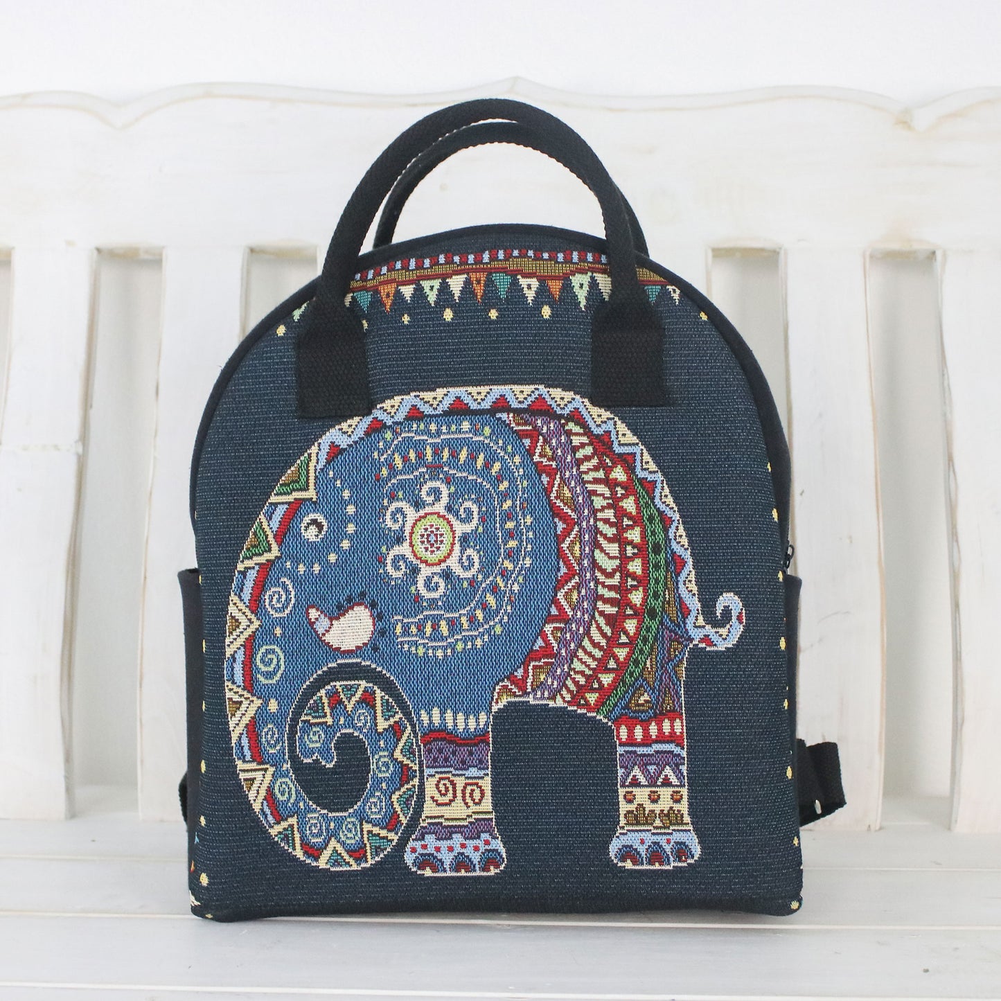 Northern Elephant Multicolor Cotton Backpack