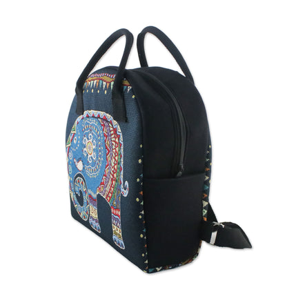 Northern Elephant Multicolor Cotton Backpack