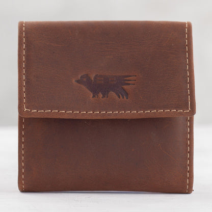Esquire in Dark Brown Men's Two Compartment Dark Brown Leather Coin Wallet