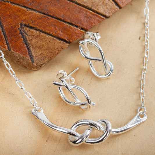 Taxco Knots Knot Motif Sterling Silver Jewelry Set from Mexico