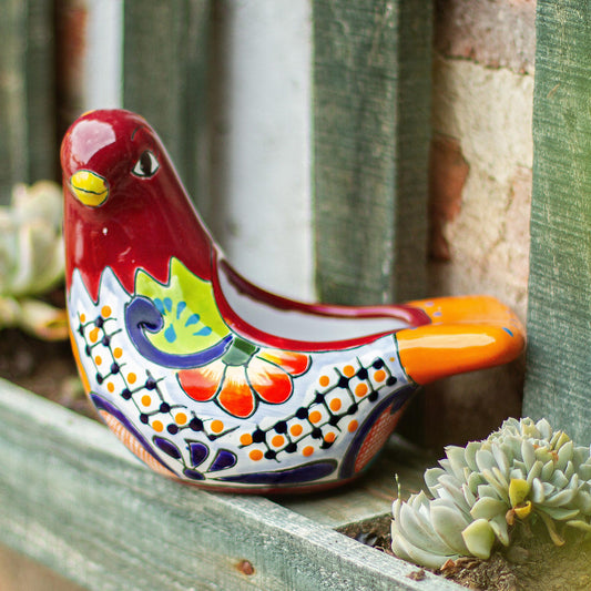 Sweet Dove Hand-Painted Ceramic Dove Flower Pot from Mexico