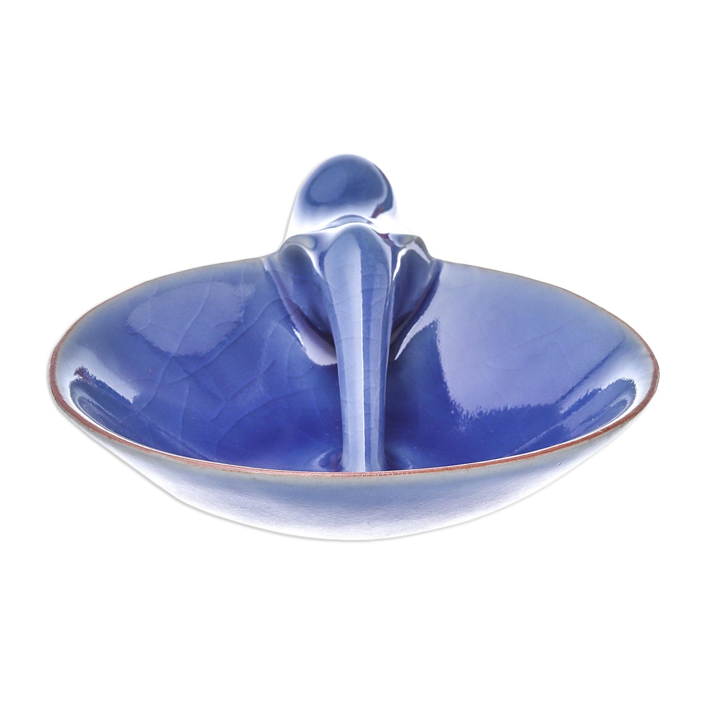 Sipping Elephant Blue Ceramic Incense Holder