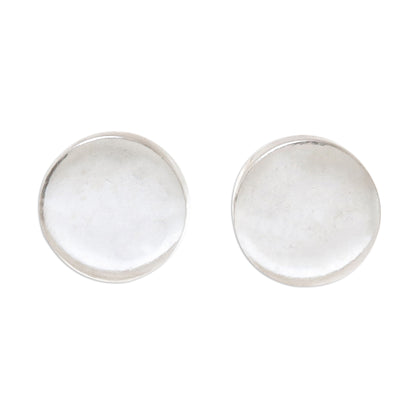 Round Simplicity Round Sterling Silver Stud Earrings from Thailand