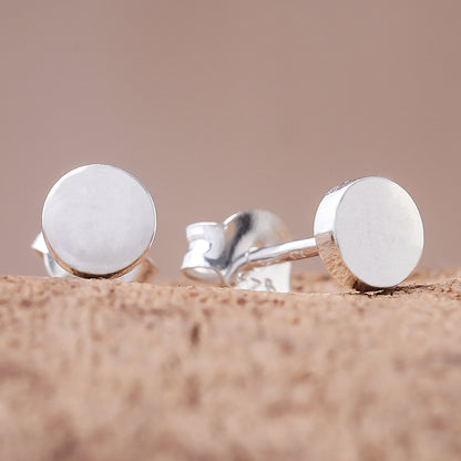 Round Simplicity Round Sterling Silver Stud Earrings from Thailand