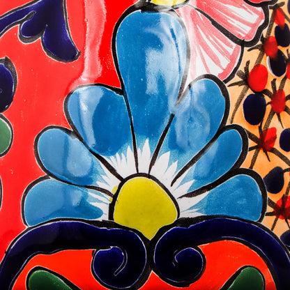 Colorful Curves Curvy Talavera-Style Ceramic Vase Crafted in Mexico