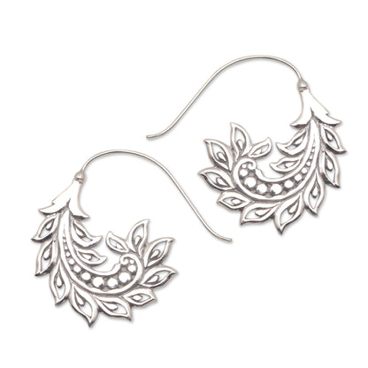 Summer Pods Pod Motif Sterling Silver Half-Hoop Earrings from Bali