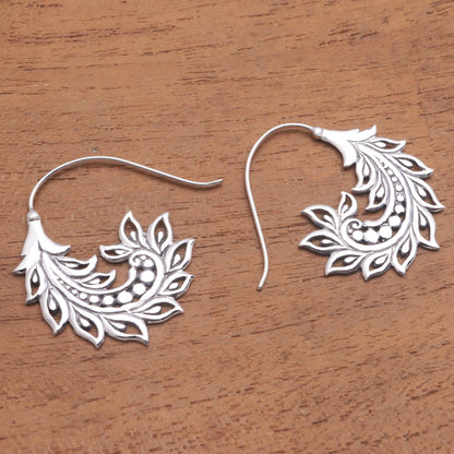 Summer Pods Pod Motif Sterling Silver Half-Hoop Earrings from Bali