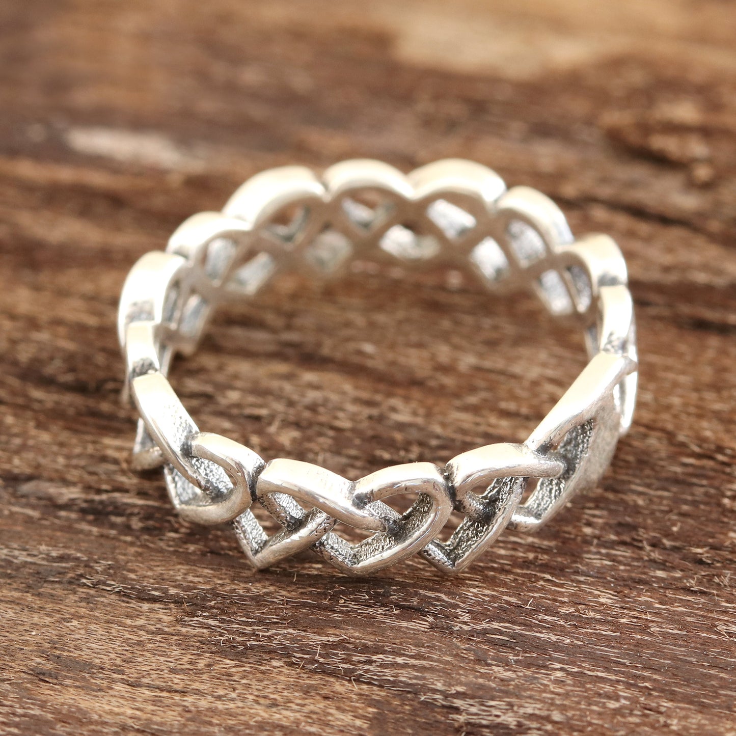 Celtic Hearts Celtic Heart Sterling Silver Band Ring from India