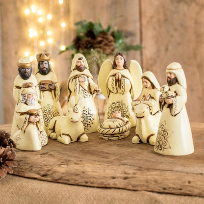 Sweet Hope Handmade Ceramic Nativity Scene from El Salvador (10 Pieces)