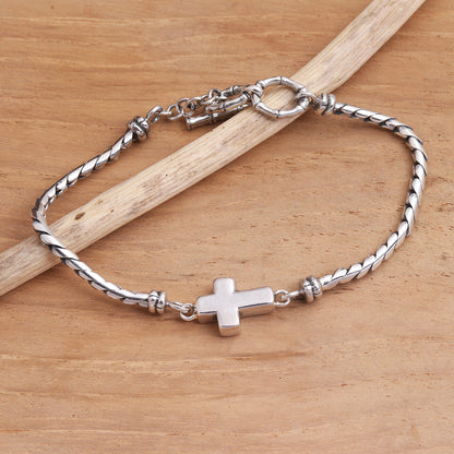 Faith Above All Sterling Silver Cross Pendant Bracelet