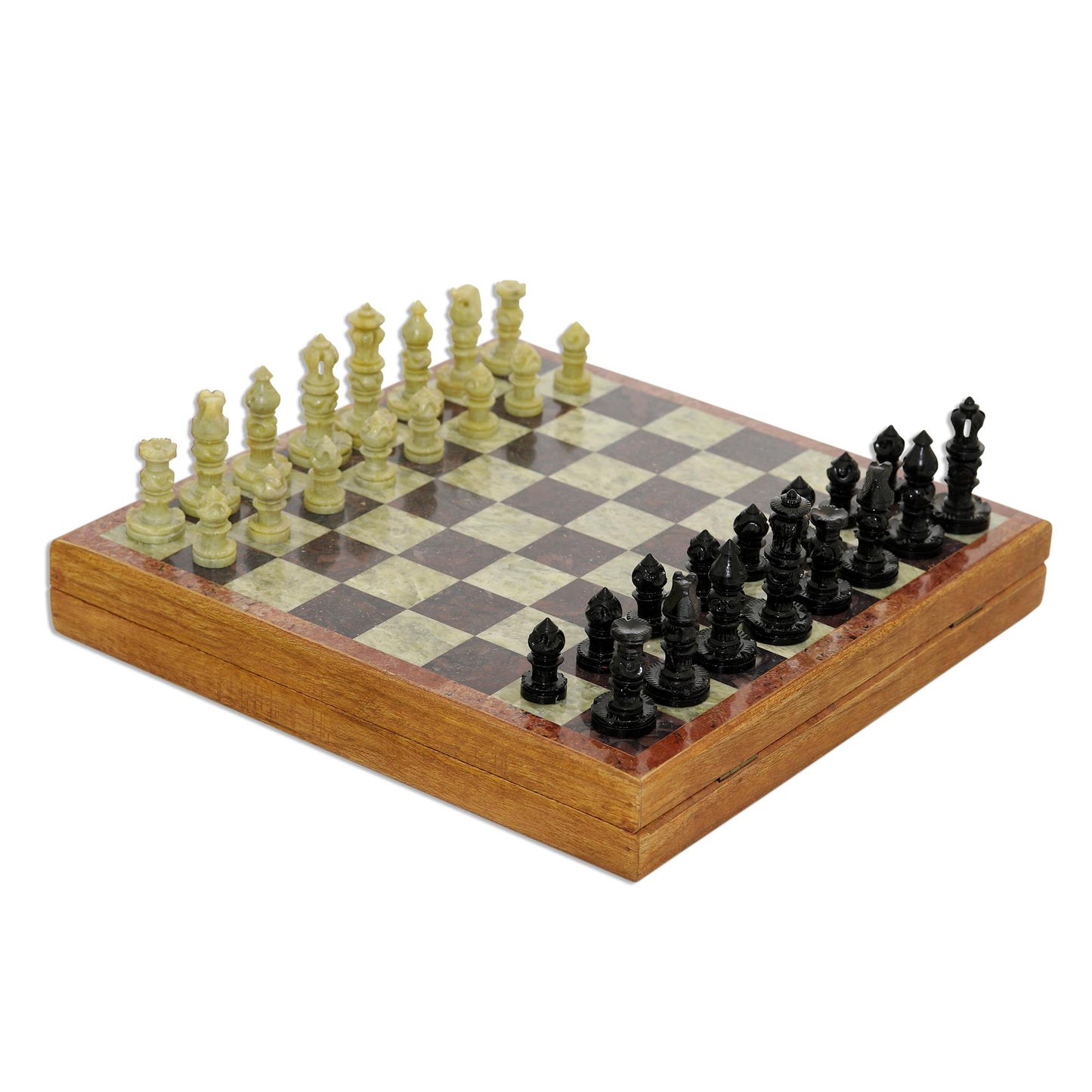 Royal Charm Soapstone Self-Storing Chess Set from India