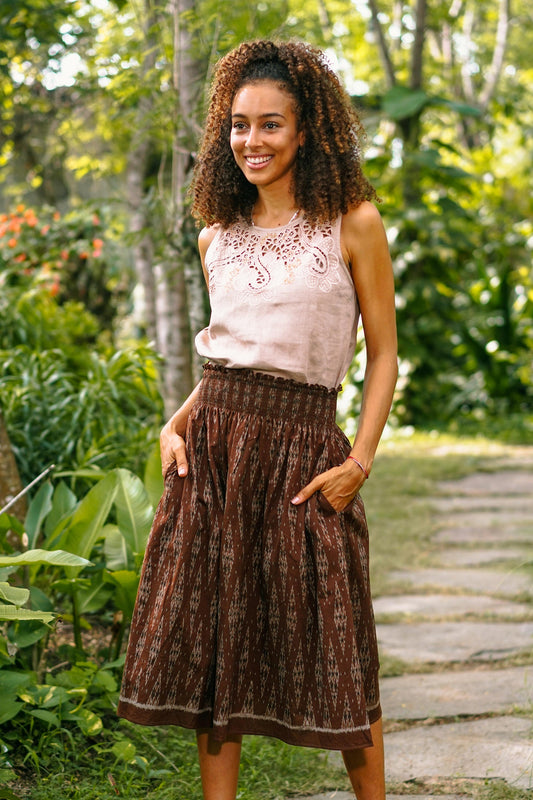 Summer Twirl Hand Woven Cotton Ikat Skirt