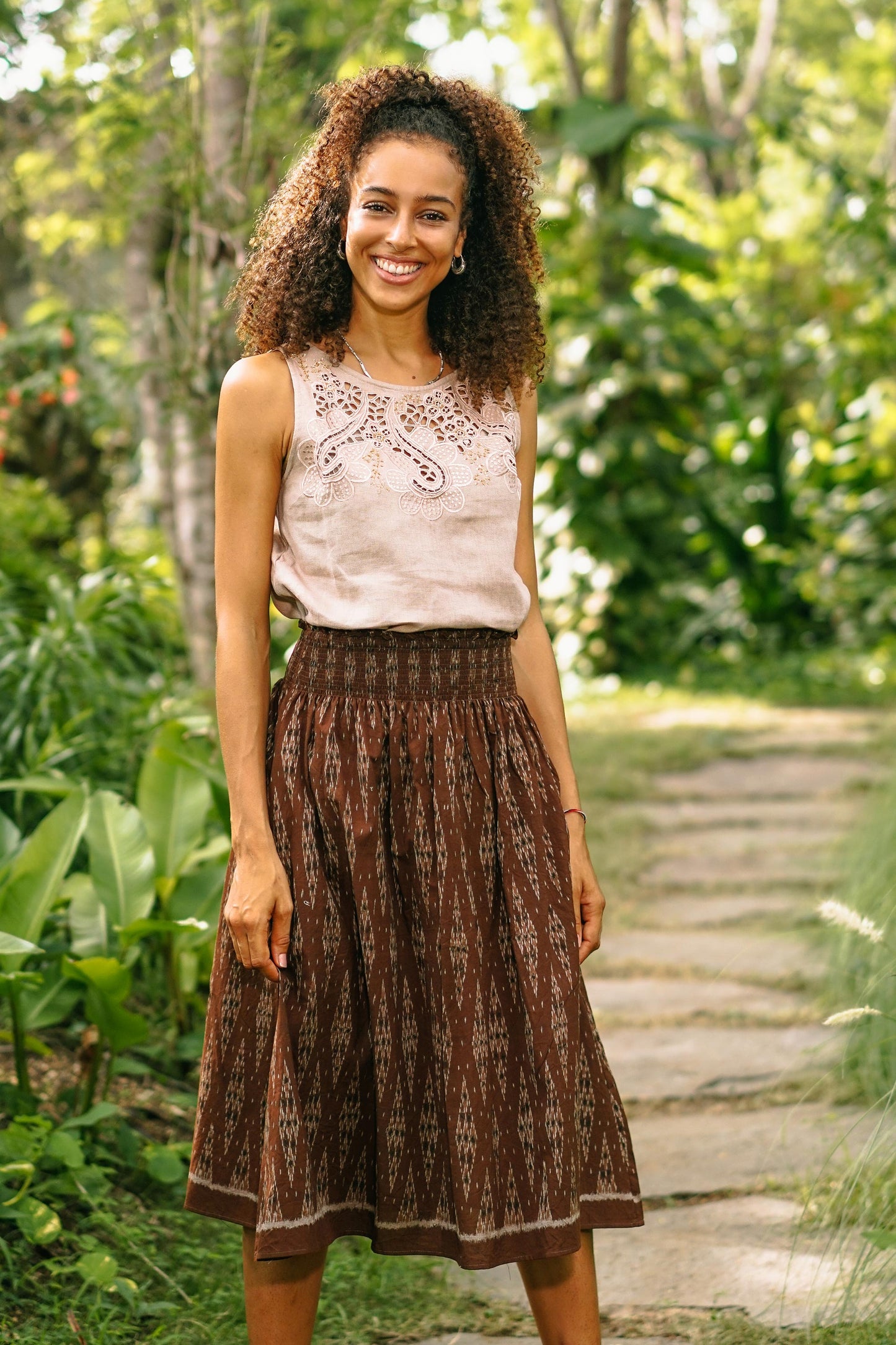 Summer Twirl Hand Woven Cotton Ikat Skirt