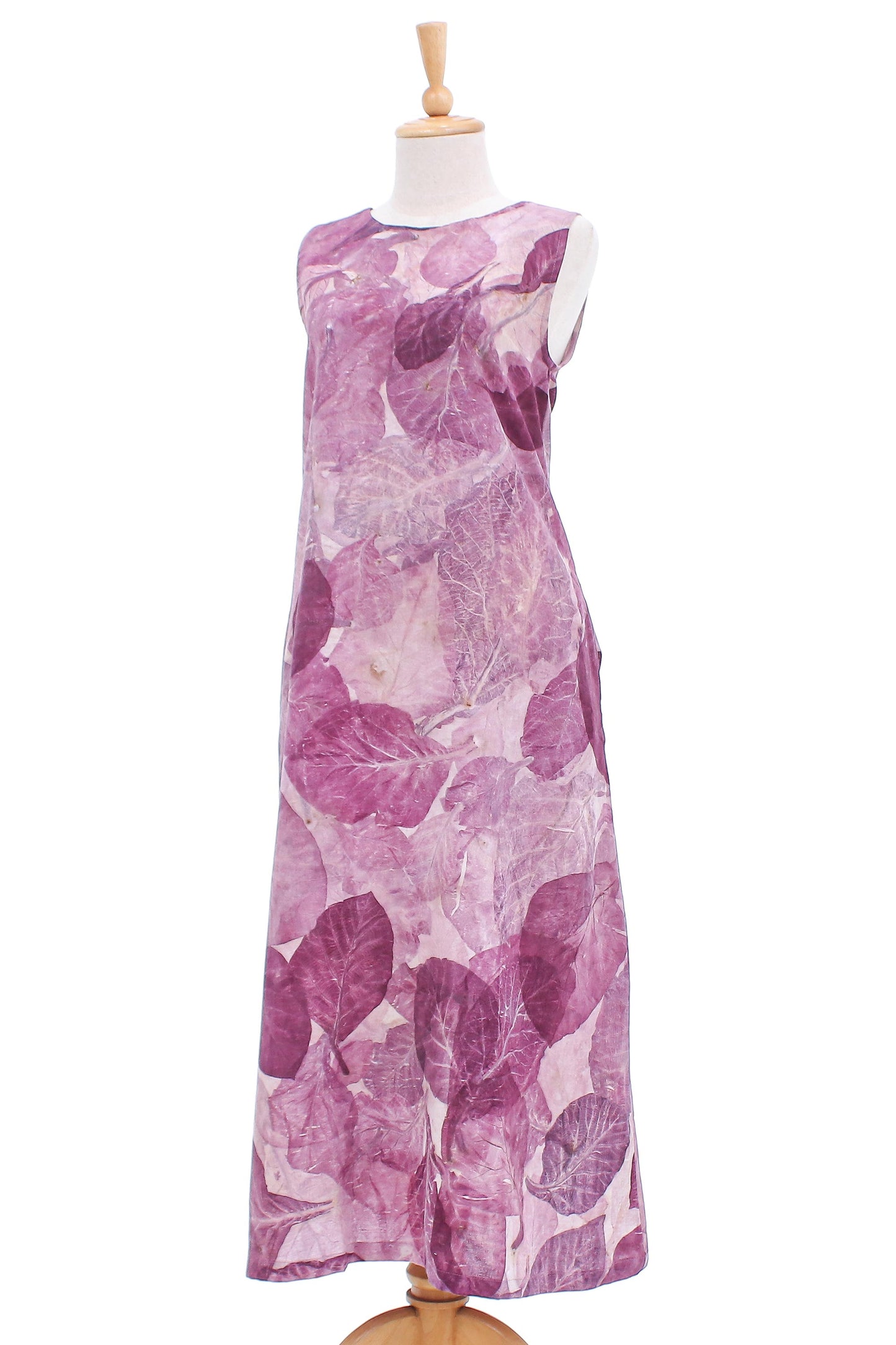 Purple Teak Thai Ouke Print Cotton Sleeveless Dress