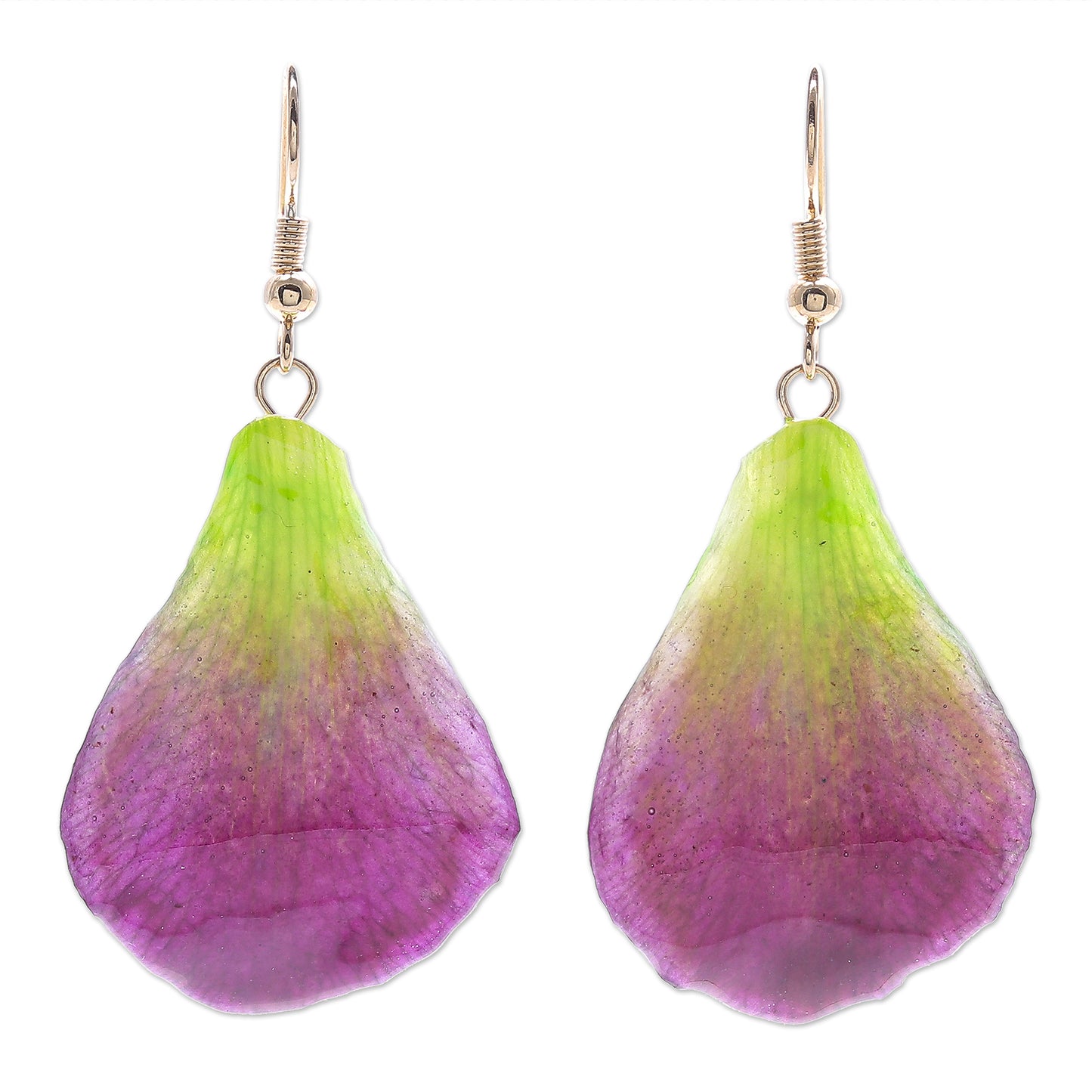 Summer Treat in Berry Gold-Plated Orchid Petal Dangle Earrings
