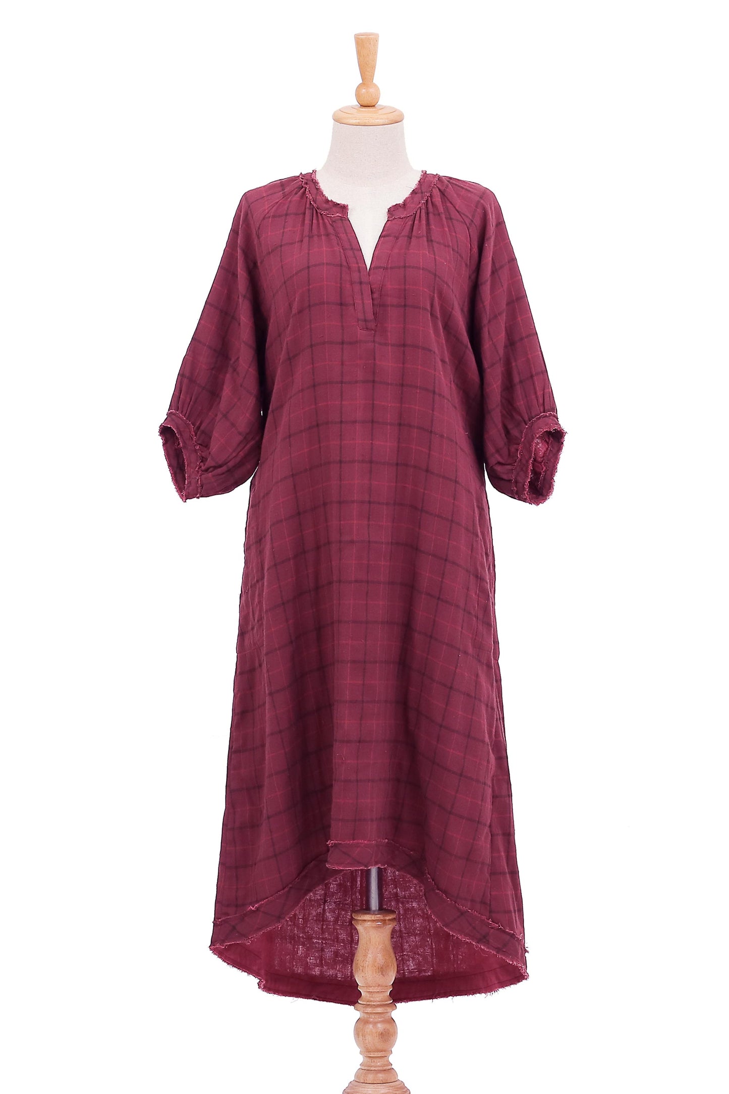 Chiang Mai Wine Burgundy Tunic-Style Dress from Thailand