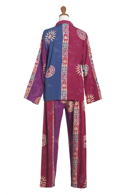 Mandala Dreams Hand-Stamped Pajama Set with Mandala Motif