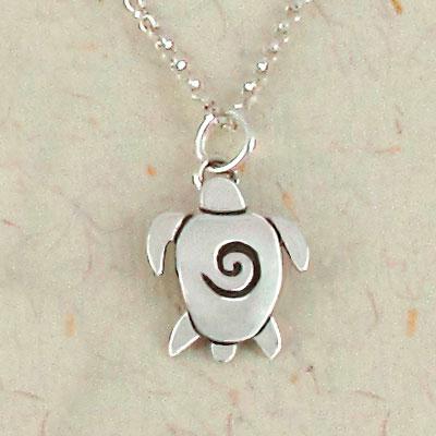 Swirl Turtle Sterling Silver Necklace