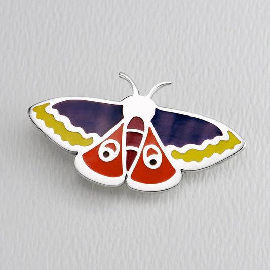 Atlas Moth Brooch In Full Color Sterling & Brass Pin