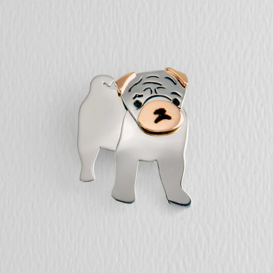 Pug Sterling & Copper Pin