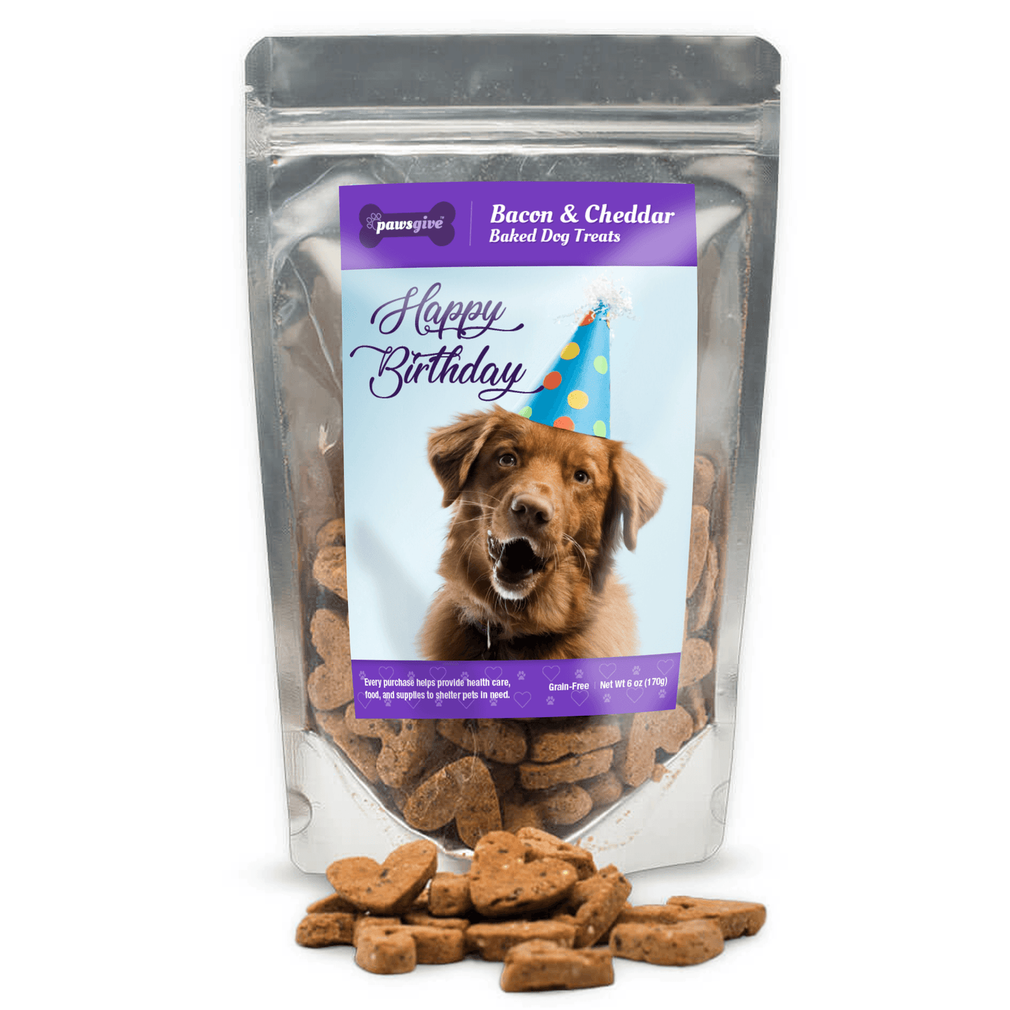 PawsGive - Gluten Free Birthday Bacon & Cheese Dog Cookies