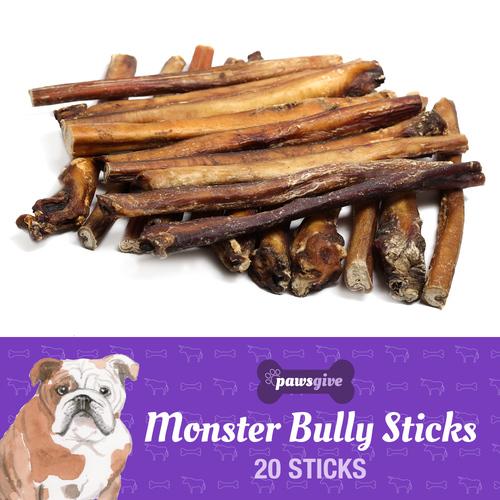 PawsGive - PawsGive Monster 12" Bully Sticks For Dogs From Grass Fed Cattle
