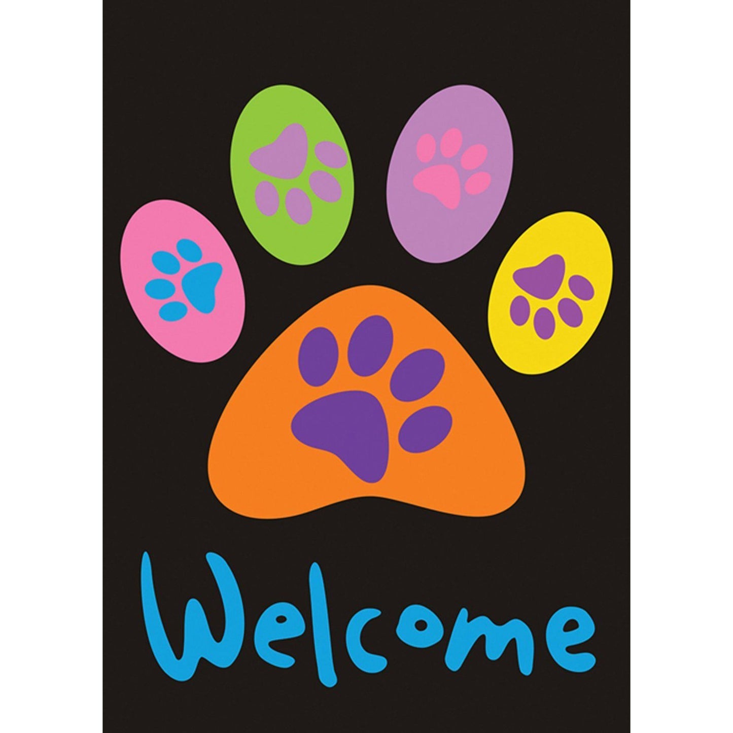 Welcome Paws Black Double Sided Garden Flag
