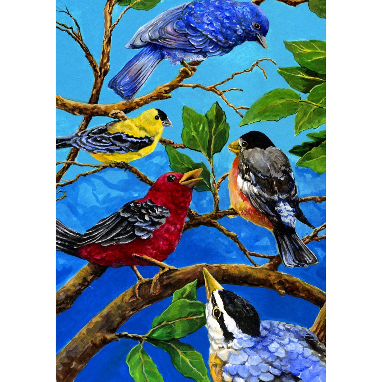 Birds On Blue Garden Flag