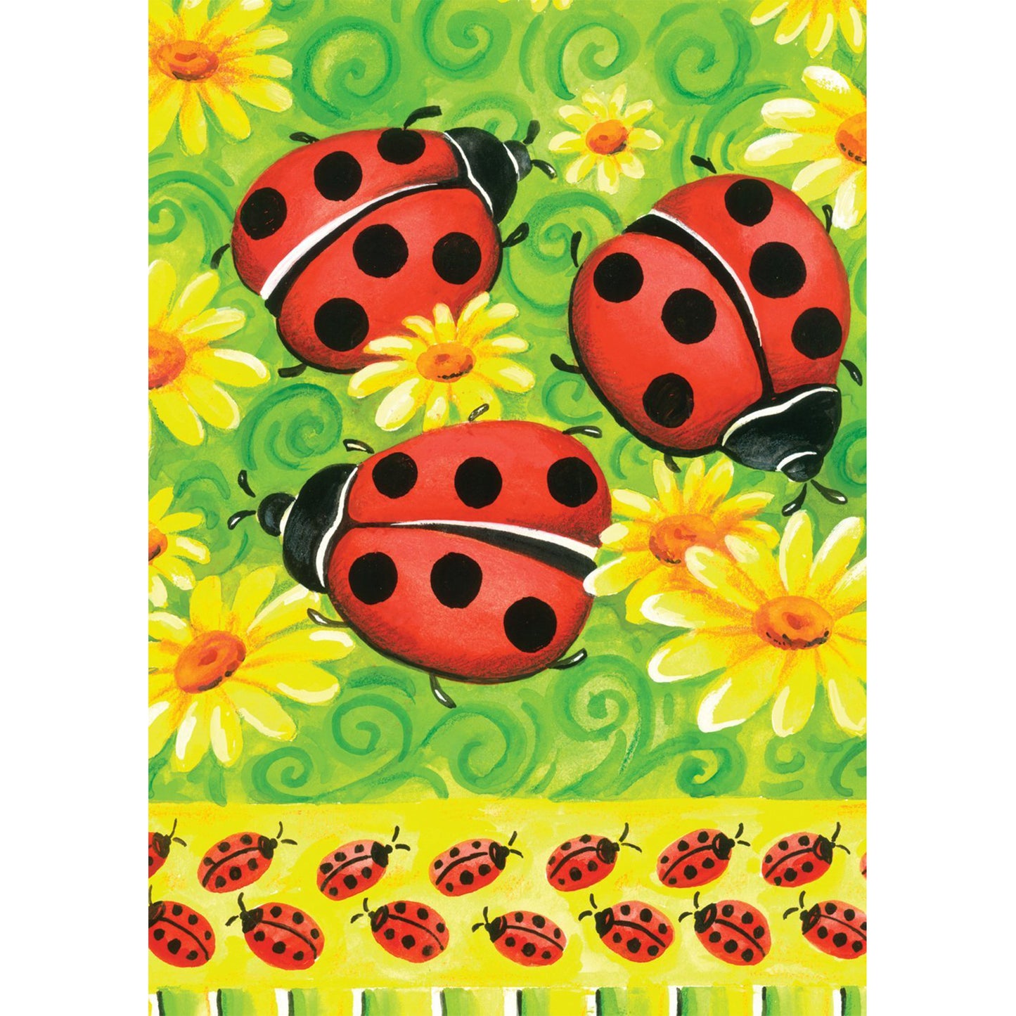 Ladybugs On Green Garden Flag