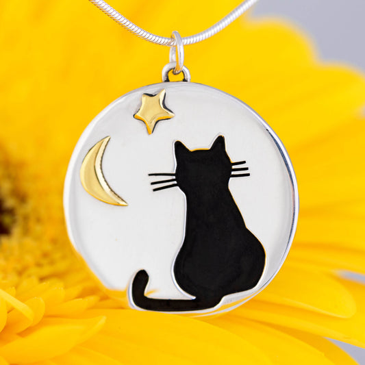 Moonlight Kitty Cat Sterling Necklace