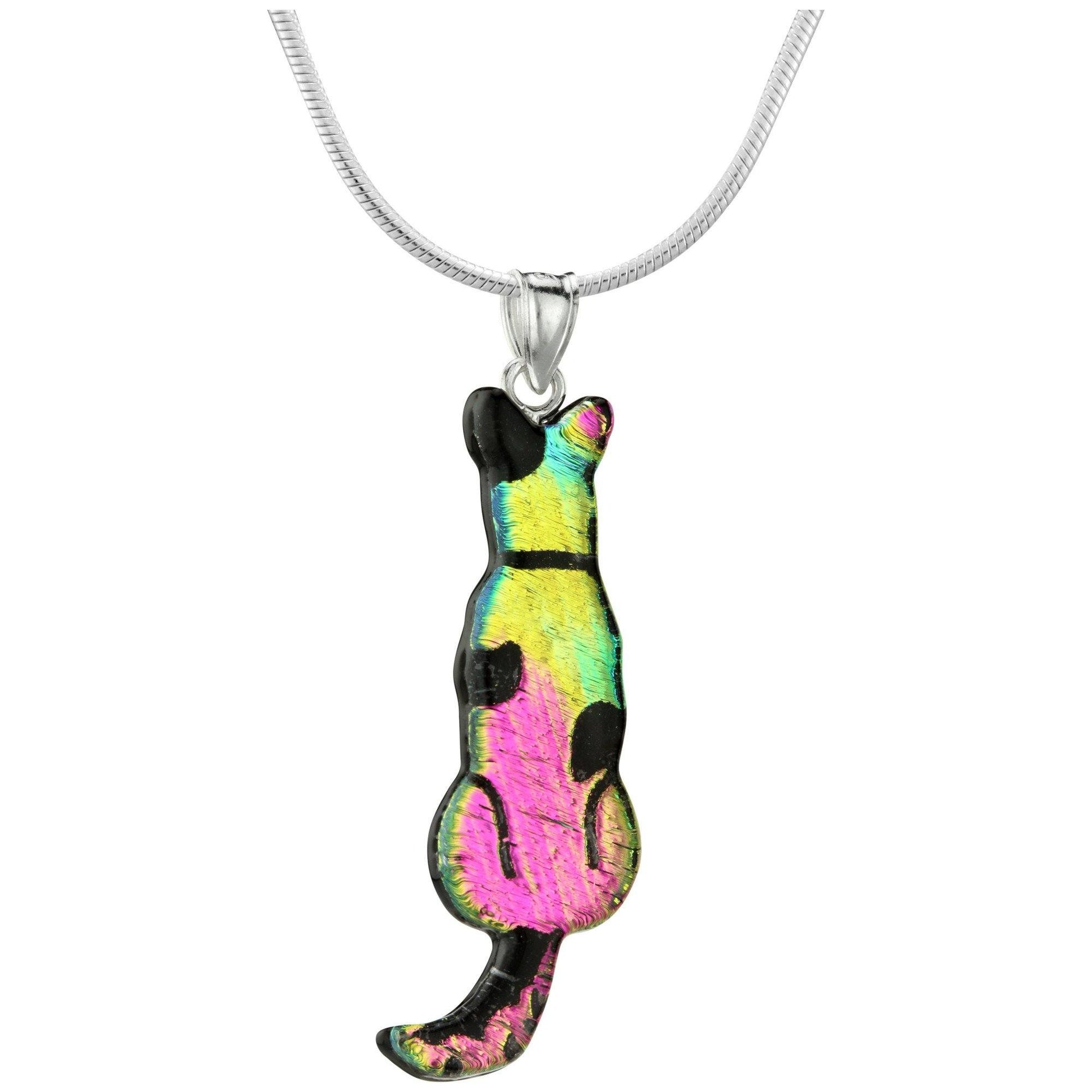 Dichroic Glass Dog Silhouette Necklace