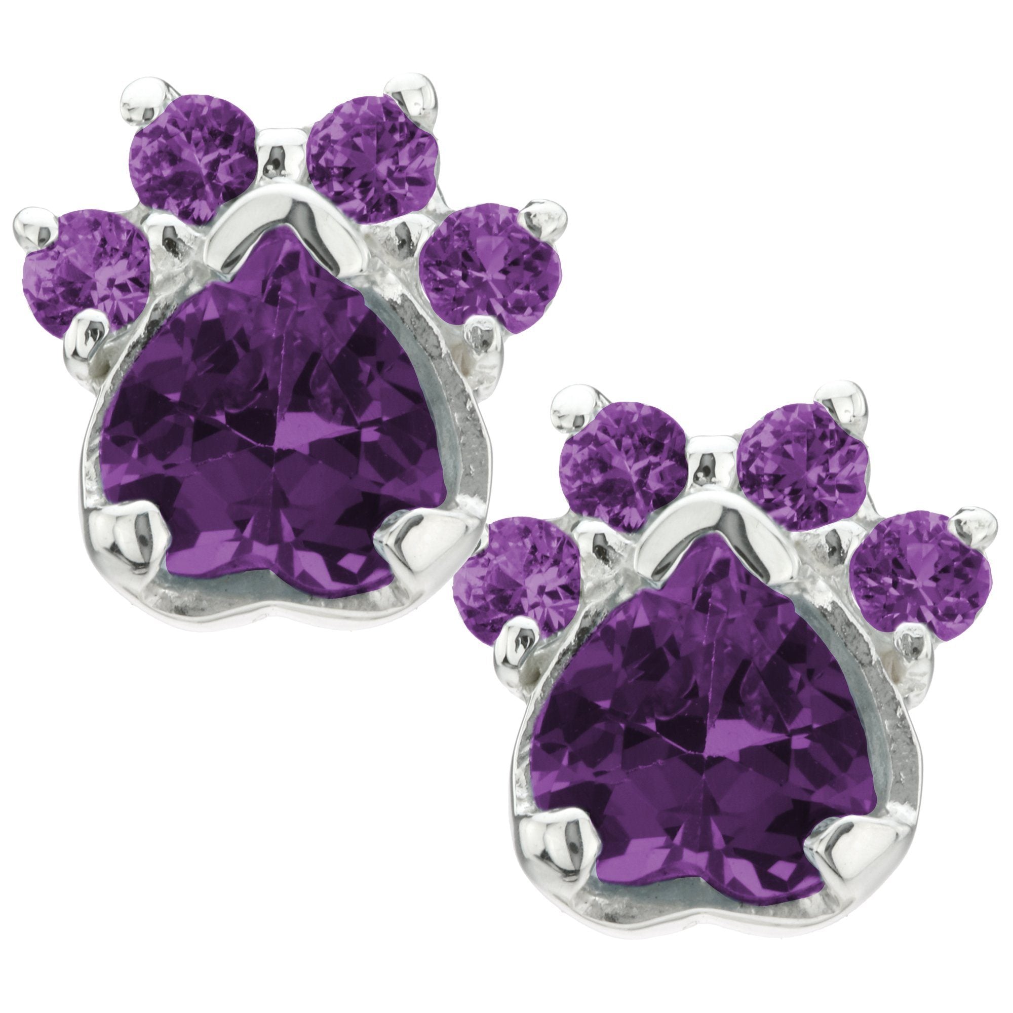 Paw Print Birthstone Earrings
