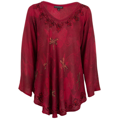 Scarlet Dragonfly Long Sleeve Tunic