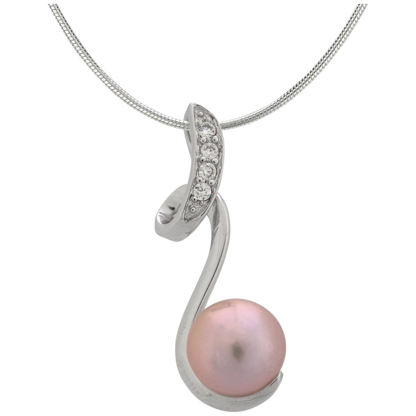 Sterling Swirl Pearl Necklace