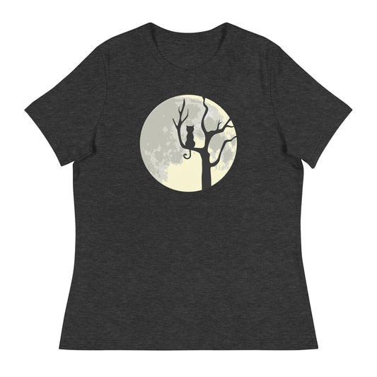 Spooky Tree & Cat Women's Relaxed T-Shirt