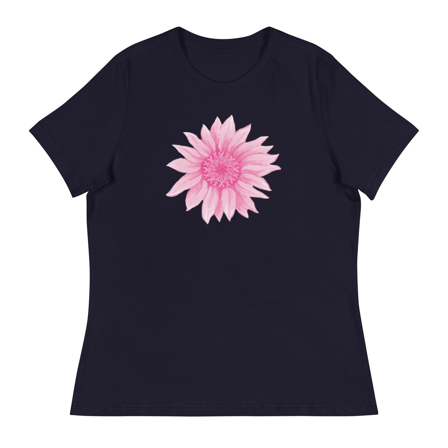 Pink Ribbon Sunflower Women's Relaxed T-Shirt